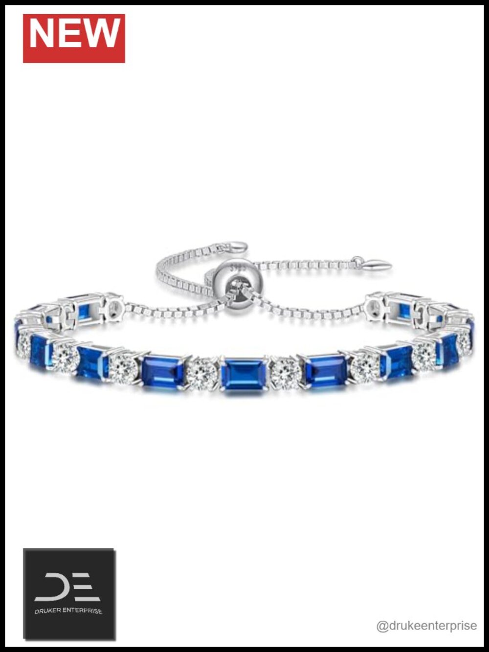 Sterling Silver Tennis Bracelet Women 925 Slider Clasp Adjustable